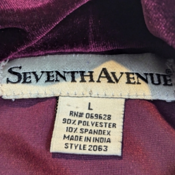 Seventh Avenue Purple Velour Jacket,Studs, Ruffles, Flared Sleeves Large - Picture 11 of 11